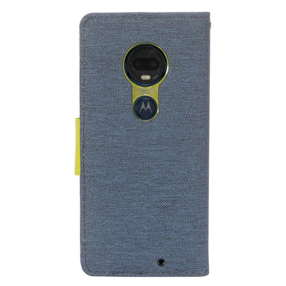 GSA Two-Tone Denim Flip Wallet Case for Moto G7 Plus - Blue/Green
