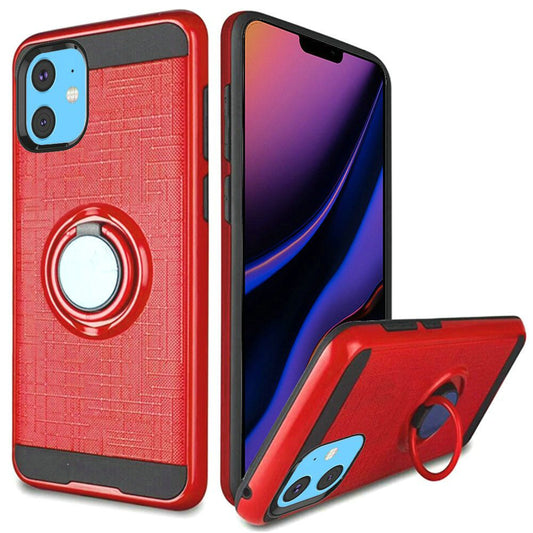 GSA Brushed Matte Ring Stand Hybrid Case For iPhone 11 (6.1") - Red/Black