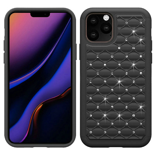 GSA Rhinestone Studded Hybrid Case for iPhone 11 Pro (5.8") - Black