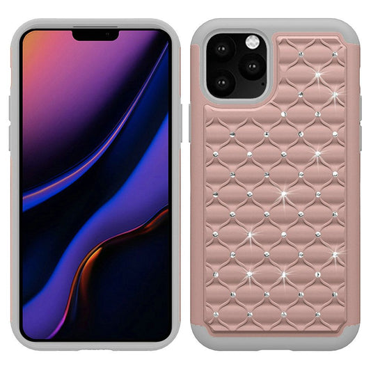 GSA Rhinestone Studded Hybrid Case for iPhone 11 Pro (5.8") - Rose Gold