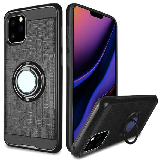 GSA Slim Brushed Case w/Magnetic Ring Stand for iPhone 11 Pro Max (6.5") -Black