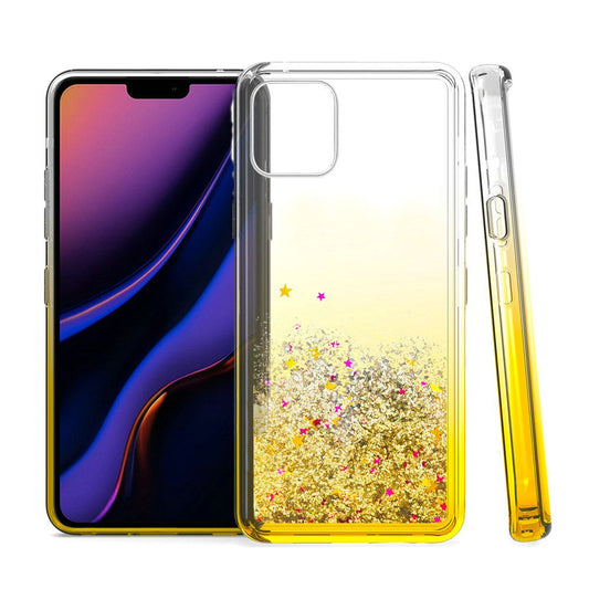 GSA Liquid Glitter Gradient Candy Case For iPhone 11 Pro MAX (6.5") - Clear/Gold