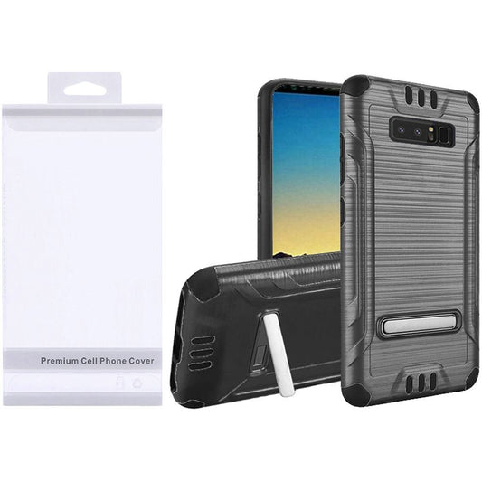 GSA Brushed Hybrid Case w/Kickstand For Samsung Galaxy Note 8 - Gray/Black