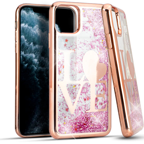 GSA Chrome Glitter Motion Love Case For Apple iPhone 11 Pro (5.8") Rose Gold