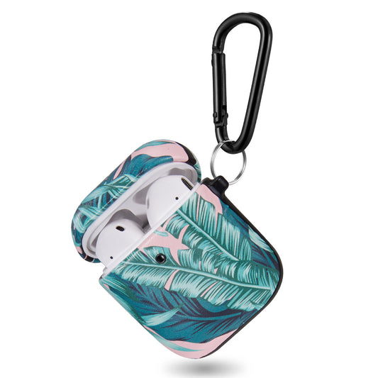 GSA Soft Silicone Case Carabiner for Apple Airpod, Sporty Style 2 Banana Leaf
