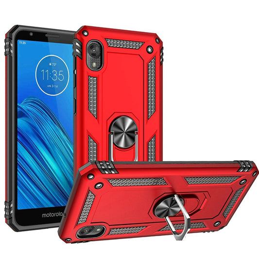 GSA Slim Shockproof Case Magnetic Ring for Motorola Moto E6 Red/Black