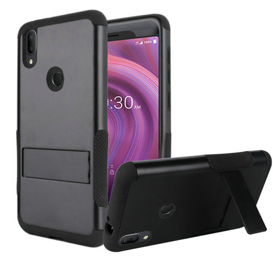 GSA Tough Snap-on Hybrid Case w/Kickstand for Alcatel 3V (2019) - Black