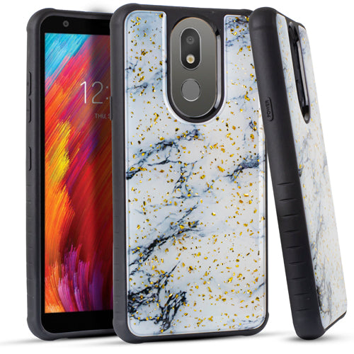 GSA Gold Flake Marble Candy Case for LG Aristo 4 Plus - White