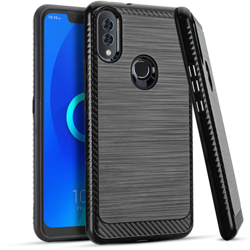 GSA Brushed Case w/Edge Design for Alcatel 3V(2019) - Black