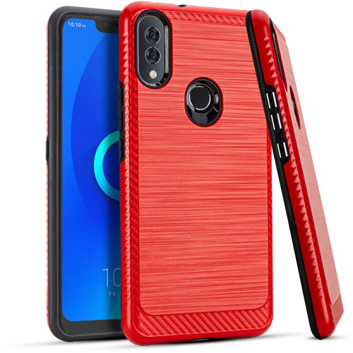 GSA Brushed Case w/Edge Design for Alcatel 3V (2019) Red