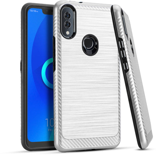 GSA Brushed Case with Edge Design for Alcatel 3V (2019), 5032W - Silver