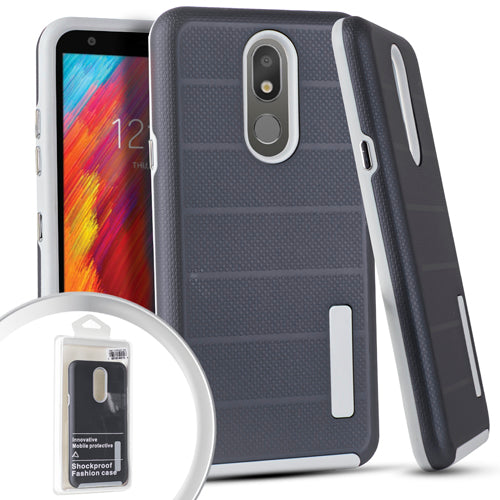 GSA Textured Stripe Hybrid Case for LG Aristo 4 Plus - Navy Blue