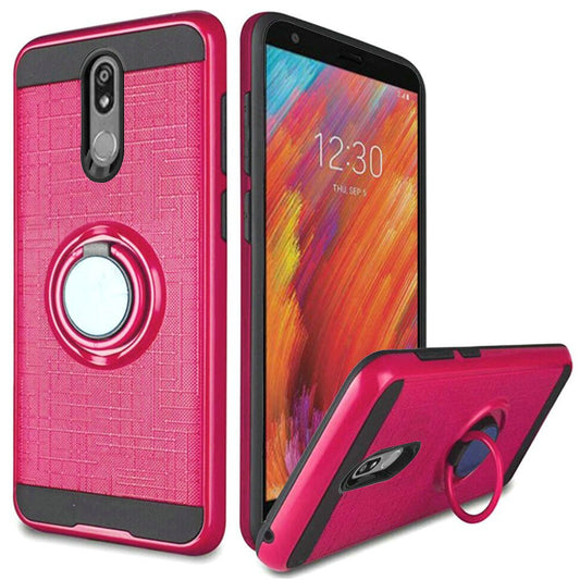 GSA Brushed Case Ring Stand for LG Aristo 4 Plus,Journey LTE - Hot Pink/Black
