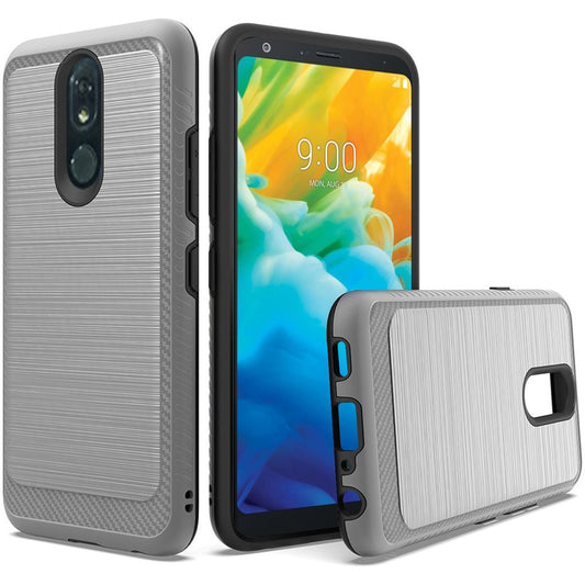 GSA Case for LG Stylo 5 Slim Brushed Hybrid Design Edged Lining Case - Silver
