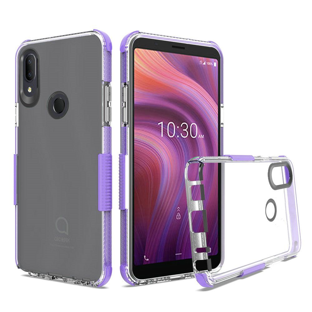 GSA Ultra Edge Shockproof Bumper Case for Alcatel 3V (2019) - Clear/Purple