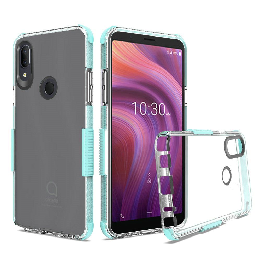 GSA Ultra Edge Shockproof Bumper Case for Alcatel 3V (2019) - Clear/Teal