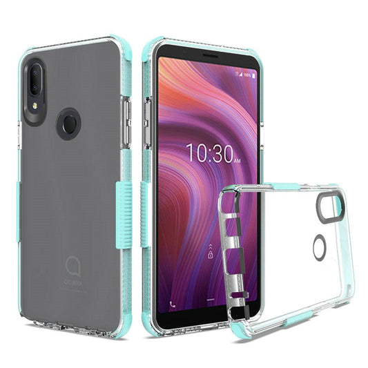 GSA Ultra Edge Shockproof Bumper Case for Alcatel 3V (2019) - Clear/Teal