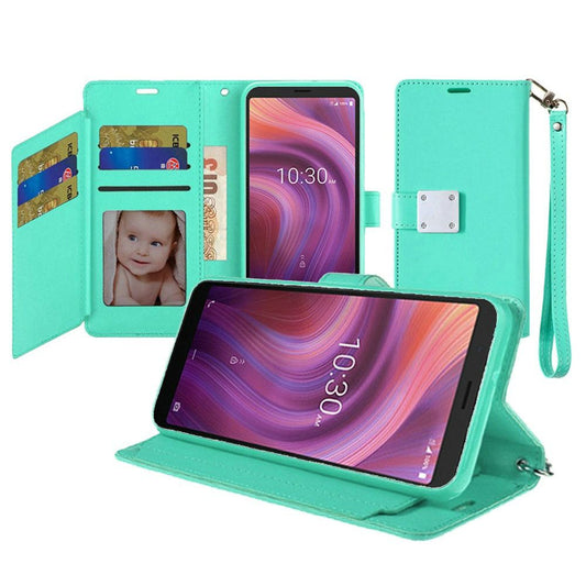 GSA Deluxe Flip Wallet Case for Alcatel 3V (2019) - Teal