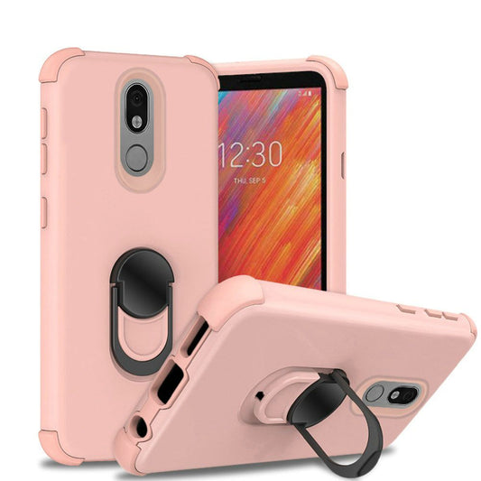 GSA Rubberized Hybrid Case w/Ring Stand for LG Aristo 4 Plus - Rose Gold