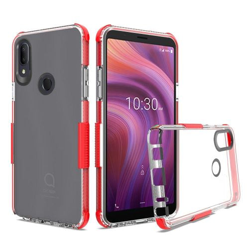 GSA Ultra Edge Shockproof Bumper Case for Alcatel 3V (2019) - Clear/Red
