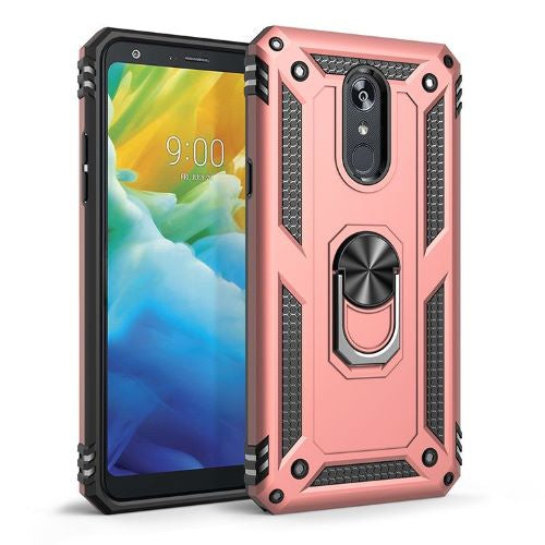 GSA Slim Shockproof Magnetic with Ring For LG Stylo 5 Rose Gold