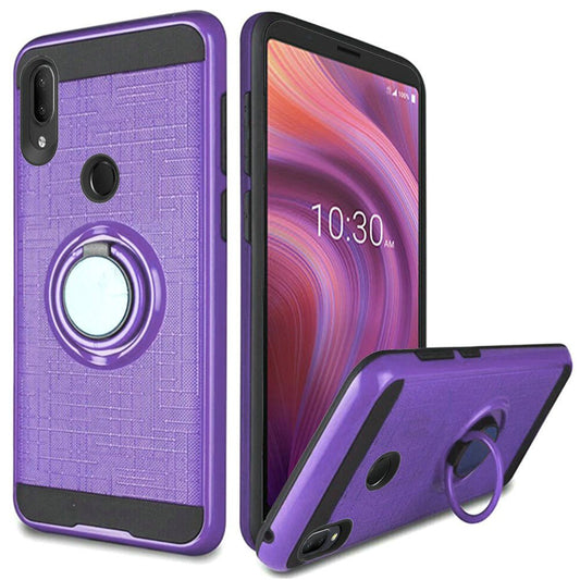 GSA Brushed Case Ring Stand for Alcatel 3V (2019) Purple Black