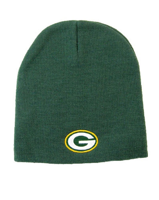 SLW NFL Licensed Green Bay Packers Knit Uncuffed Beanie Hat - Classic Green