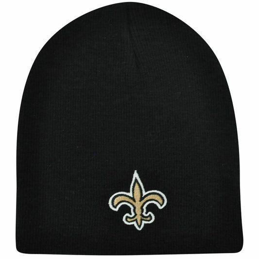 SLW NFL Licensed New Orleans Saints Knit Uncuffed Beanie Hat - Classic Black