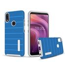 GSA Textured Stripe Shockproof Hybrid Case for Alcatel 3V (2019) - Blue/Silver