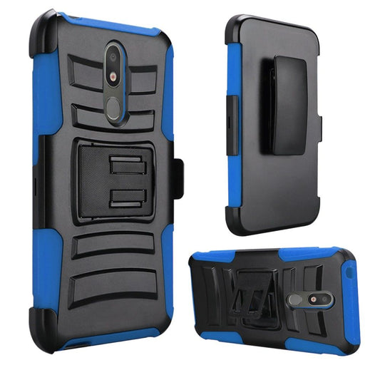 GSA Car Armor Holster Case w/Kickstand for LG Aristo 4 Plus - Black/Blue