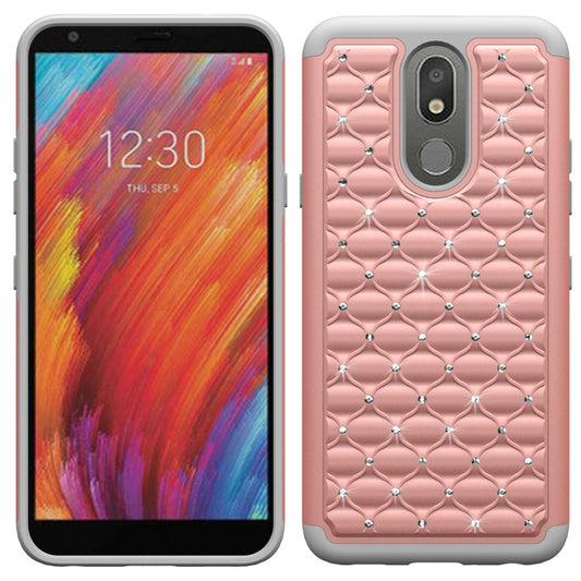 GSA Diamond Studded Hybrid Case for LG Aristo 4 Plus - Rose Gold