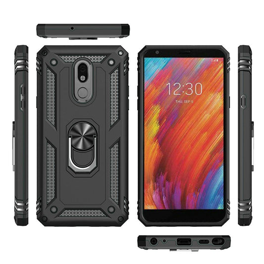 GSA Slim Shockproof Case w/Ring Stand for LG Aristo 4 Plus - Black