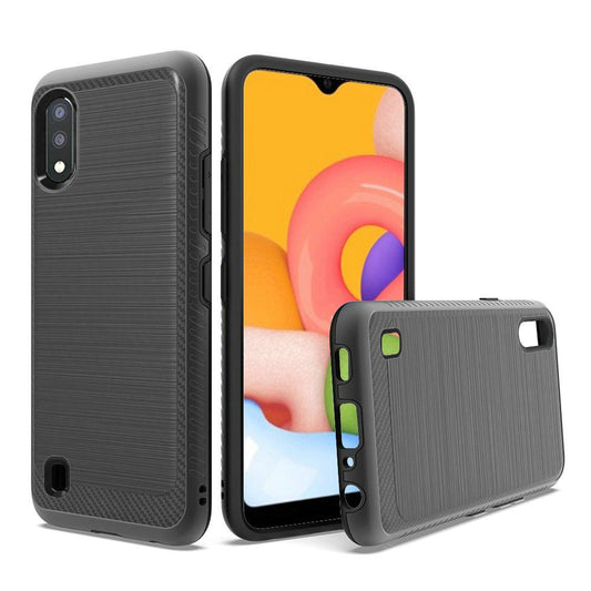 GSA Slim Brushed Metal Hybrid Case For Samsung Galaxy A01 - Black