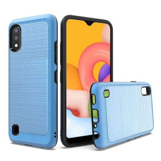 GSA Slim Brushed Metal Hybrid Case for Samsung Galaxy A01 - Blue