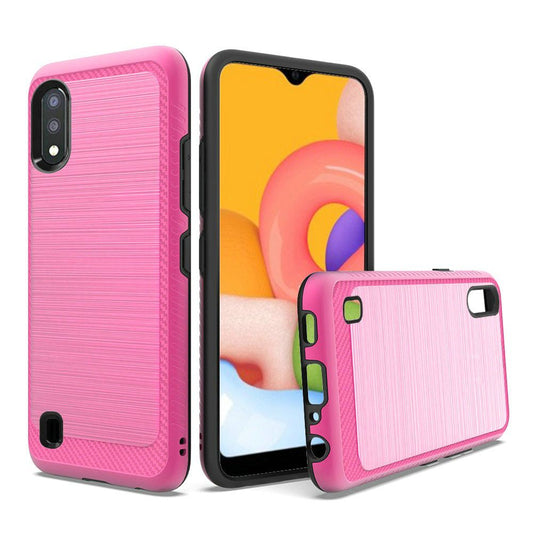 GSA Slim Brushed Hybrid Case for Samsung Galaxy A01 - Hot Pink Black