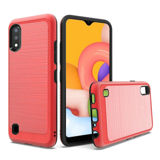 GSA Slim Brushed Hybrid Case for Samsung Galaxy A01 - Red Black