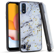 GSA Frozen Glitter Marble Candy Case for Samsung Galaxy A01 - White