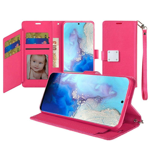 GSA Leather Flip Wallet Case for Samsung Galaxy S20 (6.2") Hot Pink