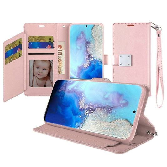GSA Leather Flip Wallet Case for Samsung Galaxy S20 (6.2") Rose Gold