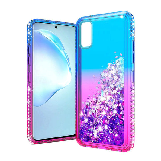 GSA Two-Tone Liquid Glitter Case for Samsung Galaxy S20 Plus - Blue/Hot Pink