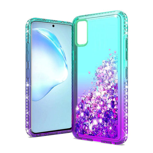 GSA Two-Tone Liquid Glitter Candy Case for Samsung Galaxy S20 Plus - Green/Purple