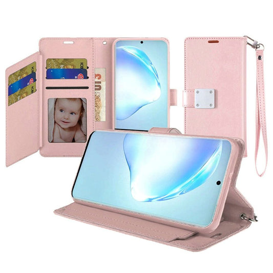 GSA Leather Flip Wallet Case for Samsung Galaxy S20 Plus - Rose Gold