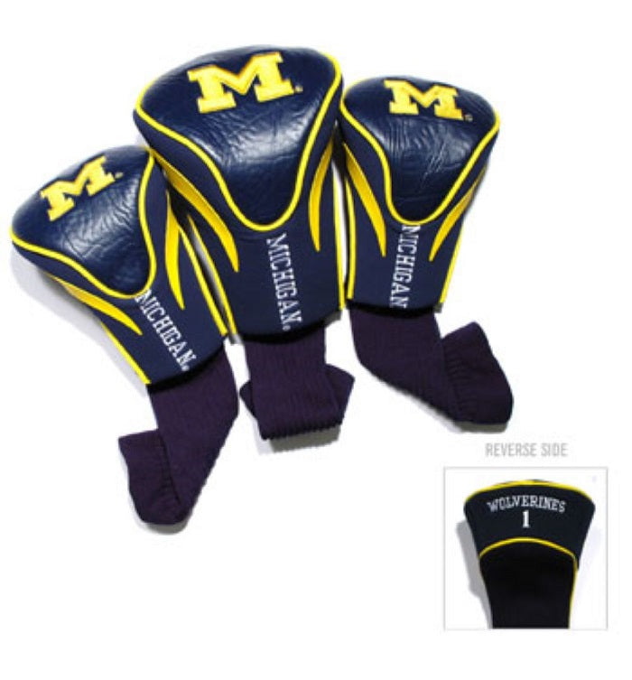 TG NCAA Michigan Wolverines Contour Golf Club Headcovers 3-Pack 1, 3 & X