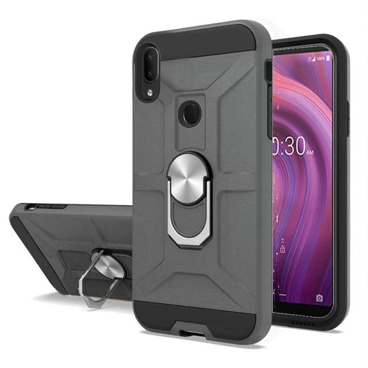 GSA Dynamic Matte Hybrid Case w/Ring Stand For Alcatel 3V(2019) - Gray/Black