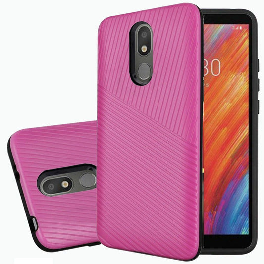 GSA Textured Embossed Lines Case For LG Aristo 4 Plus/LG Escape+/K30 2019 Hot Pink