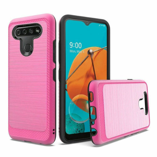 GSA Brushed Hybrid Case w/Edge Design for LG K51 - Hot Pink