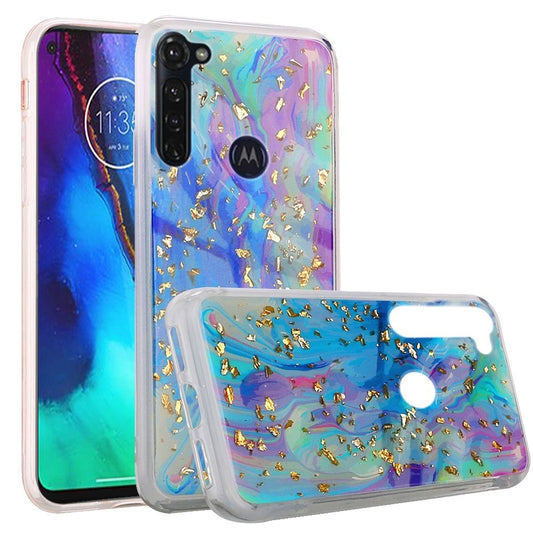 GSA Gold Flake Marble Case for Moto G Stylus 2020, XT2043 - Colorful Galaxy