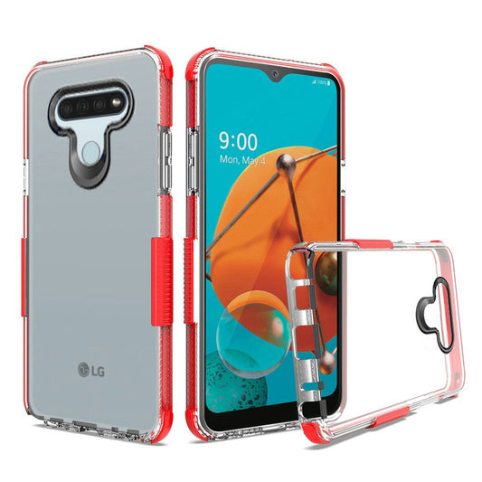 GSA Premium Side Spine Bumper Case for LG K51 - Clear/Red