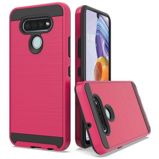 GSA Premium Brushed Hybrid Case for LG Stylo 6 - Hot Pink/Black