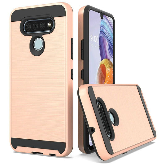 GSA Premium Brushed Hybrid Case for LG Stylo 6 - Rose Gold/Black